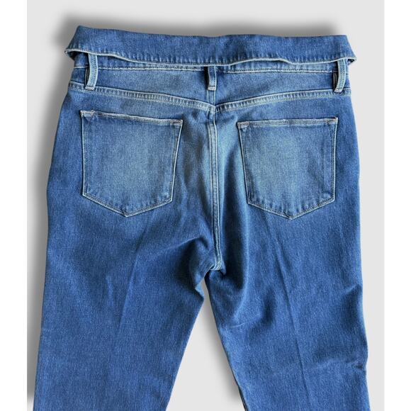 FRAME Le High Straight Fold Over Waist Stretch Ankle Cropped Denim Jeans Size 28 - Picture 7 of 14